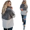 Vinterkvinnor Sticka Soft Fleece Pullover Sweater Outwear Coat Fickor