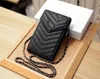 womens designer Card holders top quality leather women wallets Black organize sling bags Striped cell phone bags Hasp Shoulder Bags 17.5cm