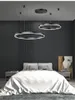 Zwarte ring kroonluchter voor woonkamer luxe led opknoping licht armatuur moderne interieur combinatie cirkel lamp binnenverlichting