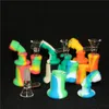 Silikon-Bongs, Wasserpfeifen, Silikon-Ölplattformen, Mini-Bubbler-Bong, Wasserpfeifen, kostenlose Glasschüssel, Nektar-Dabber-Werkzeuge