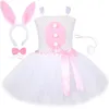 Baby Girls Easter Bunny Tutu Dress for Kids Rabbit Cosplay Costumes Toddler Girl Birthday Party Tulle outfit semesterkläder 220314