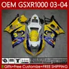 Corpo de molde de injeção para suzuki gsx-r1000 gsxr 1000 cc gsxr-1000 k3 2003-2004 bodywork 67no.9 k3 1000cc gsxr1000 03 04 GSX R1000 2003 2004 Fairings OEM Kit amarelo brilhante