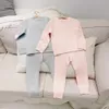 Vår Höst Kids Sova Set Barn Flickor Pojkar Lång Svälla + Pant Passar Baby Pajamas Suita Bomull Sleepwear Kläder