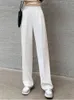 Повседневные свободные широкие брюки с высокой талией для женщин, весенне-осенние женские белые костюмы длиной до пола, женские длинные брюки 220226