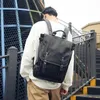 Zaino stile retrò britannico studente in pelle PU impermeabile uomo donna borsa per laptop da viaggio moda casual zaino di grande capacità