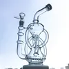 11 polegadas de vidro água Bong inline Perc Oil Dab Rigs Recycler Percolator fumadores Bong Caliane 14 milímetros Feminino conjunta com a bacia DGC1236