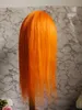 Perruques de cheveux humains indiens Remy Lace Front Body Wave de couleur orange 13x4