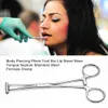 Body Piercing Tong Tool Ear Lip Navel Nose Septum Rostfritt stål pincett Klämma för läppnippelnäsar Ringar