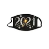 Amerikaanse voorraad 2021 Gelukkig Nieuwjaar Designer Volwassenen Kinderen Chrismas Party Maskers Wasbaar Herbruikbaar Gezichtsmasker Digitale Gedrukte Bescherming Katoenen Maskers
