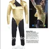 MJ Michael Jaskson Kötü Tehlikeli Jam Altın Tur Leotard Bodysuit Ceket Spandex İmitasyon Performansı 201104