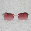 2023 Designer bril Nieuwe vintage natuurlijke hoornzonnebrillen mannen houten randloze bril vrouwen accessoire metalen frame oculos vierkante gafas voor club