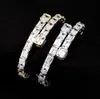 14K Yellow Gold Men Ladies Square Diamond Bangle Armband 6mm Iced Out Cubic Zirconia Tennis Armband Hiphop Jewelry316i