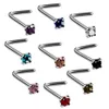 Colorful Nose Ring Set Stainless Steel Nose Piercings zircon CZ Crystal Gem Bone Retainer Piercing Jewelry279t