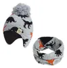 Toddler Hat Knitted Baby Ear Hats With Scarf Newborn Pompom Beanie Neckerchief Sets Winter Boys Bonnet Kids Accessories 4 Colors DW5973