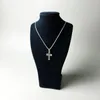 Colliers avec pendentif croix pour hommes et femmes, en argent Sterling 925, pavé de zircone cubique noire, Style rebelle, bijoux à la mode