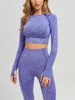 Ensemble de Yoga sans couture pour femmes, combinaisons de sport de Fitness bon marché, tissu de gymnastique, chemises à manches longues, taille haute, Leggings de course, tissu d'entraînement 4788471