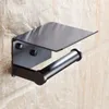 Porte-papier hygiénique avec étagère noir mural téléphone portable porte-serviettes en papier décoratif salle de bains porte-rouleau de papier Creative T200425