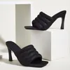 2022 nouvelles femmes talons hauts rose maille confortable doux sandales bout ouvert talons fins dames confort bout carré Sexy robe de soirée chaussures