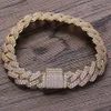 13mm mässing inställning zircon armband hip hop iced out zircon kubansk kedja armband mens smycken koppar cz kubansk armband julklapp