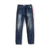 Heren jeans 20s Chao Merk APE Letters Hoofd borduurwerk Bliksem Rode rand Wassen en slijpen White Cat Beard Jeans