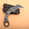 Alta Qualidade Lâmina Fixa Karambit Faca D2 Pedra Preta Lavagem Lâmina Full Tang Micata Manípulo Tático Claw Facas com Kydex