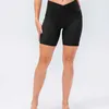 Cintura cruzada Calças de corrida em três partes Roupas de ioga Leggings femininas Roupa íntima Cintura alta Elevação do quadril Abdominal Elástico Roupas de ginástica Treino Biker Shorts