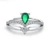 Water Drop Diamond Crown Ring Silver 조정 가능한 약혼 웨딩 반지를위한 패션 보석 Will and Sandy Gift