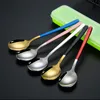 Portable 304 rostfritt stål 2st bestick set chopsticks sked resa kök hem dinnerware med låda