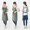 Nordic wind polyester cotton waterproof apron Coffee shops and flower shops work cleaning aprons for woman washing daidle bib LJ209978811