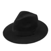 Nya mode topphattar för män kvinnor elegant mode funderade fedora hatt band bred platt grim jazzhattar snygga trilby panama cap7438191