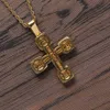 Hip Hop Iced Out Zircon Cross Necklace Pendant Gold Silver Plated Bling Bling Punk Jewelry Gift247x
