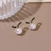 Mode Smycken S925 Silver Örhängen Söt Rhinestone Bowknot Faux Pearl Stud Örhängen