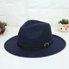 ワイドブリム帽子Fedora Hat Men Romematingウール冬フェルトファッションブラックトップジャズFedoras Chapau