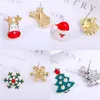 Enamel Crystal Christams kolczyki Święty Reindeer Snowflake Stude Forring for Girl Women Mase Jewelry