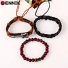 Charm Bracelets LENNIK Vintage Multi-Layer Hand Braided Men Women Punk Style Wristband Mens Guitar Wood Bead Bangles B1371