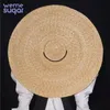 Weme New Big Brim Wheat Straw Sun Hatts for Women 12cm 15cm 18cm Brim Ribbon Bowknot Layies Beach Cap Y200102