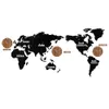Creative World Map Wall Clock Woods Large Wood Watch Modern European Style Round Mute de Parede Y200109