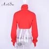 Artsu Red Sexy с длинным рукавом Урожай футболки Женщины Girl Power Turtleneck Несчастные вещи T Рубашка Tee Femme ASTS20252 J190511