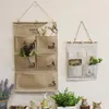 Japanese-Style Country Cotton And Linen Multi-Layer Storage Bag Creative Doorway Wooden Wall Decorations Behind Dormitory Door Bags