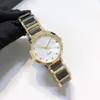 Moda Ze Stali Nierdzewnej Czarne Zegarki Ceramiczne Klasyczne Kobiety Rhinestone Quartz Wrist Watch Natural Mother of Pearl Clock 29mm