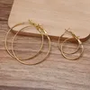 18K Goud Verzilverd Roestvrijstaal Glad Big Hoop Oorbellen Clip Earring Voor Vrouwen Ronde Cirkel Oorbellen Bruiloft Verjaardag Sieraden Loop Oorbellen