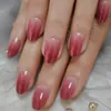 Falska naglar ljusrosa mandel ren färg falsk nagel naturligt dagligt medium full dekoration konstkontor söt press på9123571