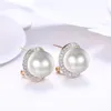 Stud Wedding Jewellry White Cubic Zirconia Pearl Earrings Gold Overlay For Women Fashion Jewelry E209614457576