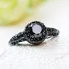 Vintage Black Round Zircon Engagement Rings For Women Men Antique Black Gold Jewelry Male Female Wedding Ring Crystal Jewelry3136224