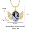 Silver Gold Custom Wykonane zdjęcie ze skrzydłami Medaliony mogą otwierać naszyjnik wisiorek Cubic Cyrkon Mężczyźni Hiphop Jewelry