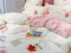 4 / 7pcs coton égyptien housse de couette ensembles de literie king size taies d'oreiller broderie lapin couverture de lit jogo de cama linge de lit T200706