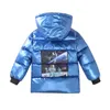 Giacca imbottita in cotone invernale per neonati Coreano 4-13 anni Piumino spesso per bambini con cappuccio Patch spazio colore parka LJ201203