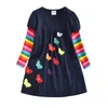 Vikita Meisje Jurken Baby Meisjes Jurk Vlinder Regenboog Kinderen Lange Mouw Kleding Meisjes Patchowrk Infant Vestidos 2-8Y LH5805 201203