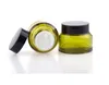 15g 30g 50g Glass jars Packing Bottles for cosmetics Green Amber Cream Jars Cosmetic Packaging With Lid Black Plastic Caps