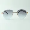 2022 Classic sunglasses 3524027 with black textured buffalo horn arms and cut lens glasses, Direct sales, size: 18-140 mm